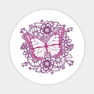 Flower Butterfly Mandala Magnet